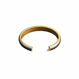 Ein goldener, gebrochener Ring auf schwarzem Hintergrund.